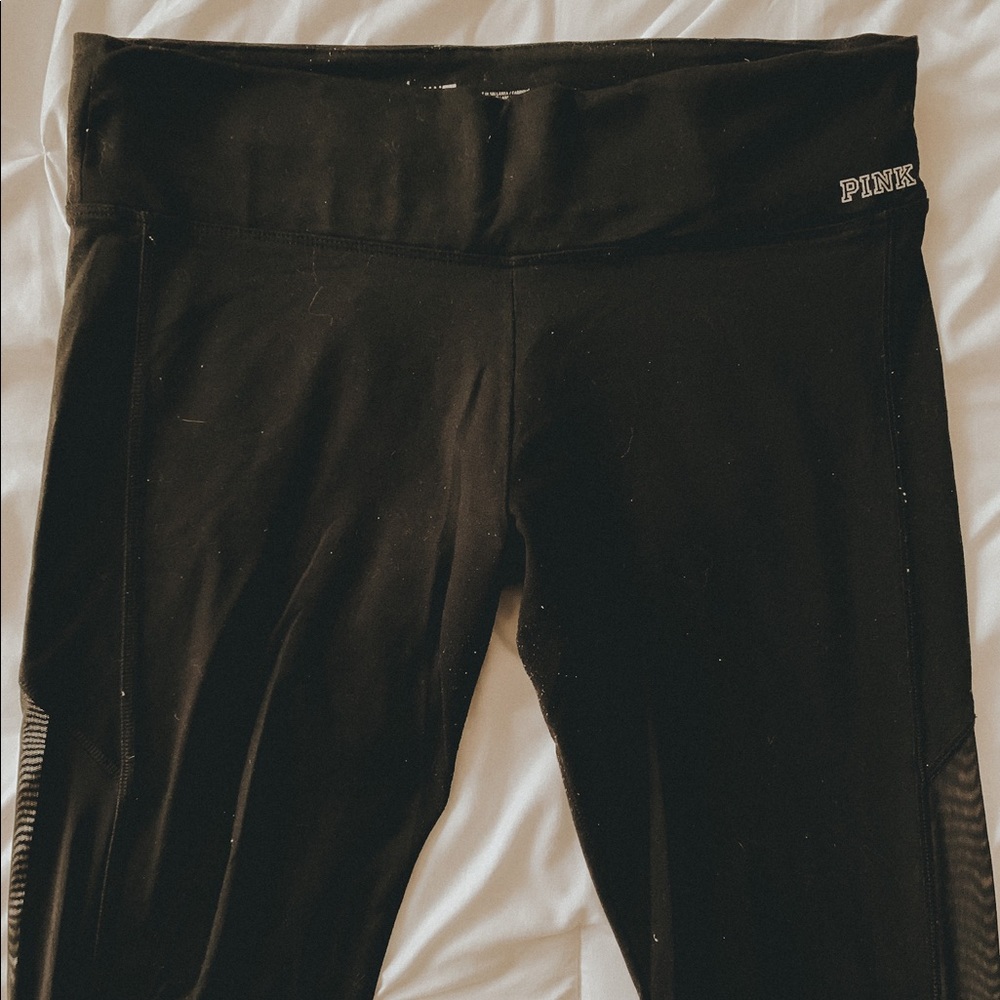 vs pink black leggings with mesh detail